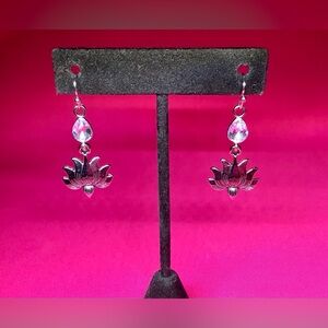 Lotus Flower Water Drop Earrings